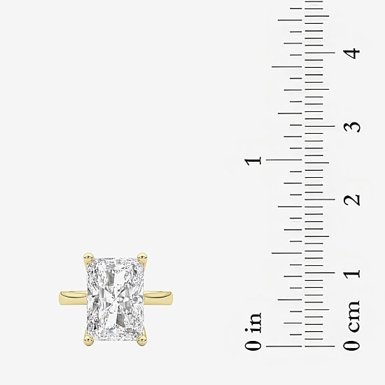 Grown Gorgeous (F / Vs2) Womens 5 5/8 Ct. T.W. Lab Grown White Diamond 14K Gold Rectangular Solitaire Engagement Ring