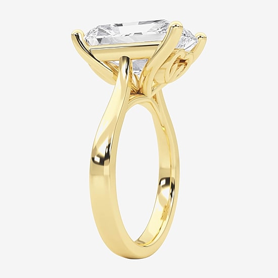 Grown Gorgeous (F / Vs2) Womens 5 5/8 Ct. T.W. Lab Grown White Diamond 14K Gold Rectangular Solitaire Engagement Ring