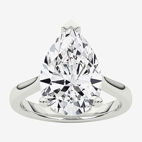 Grown Gorgeous (F / Vs2) Womens 3 3/4 CT. T.W. Lab Grown White Diamond Platinum Pear Solitaire Engagement Ring