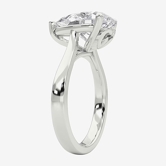Grown Gorgeous (F / Vs2) Womens 3 3/4 CT. T.W. Lab Grown White Diamond Platinum Pear Solitaire Engagement Ring