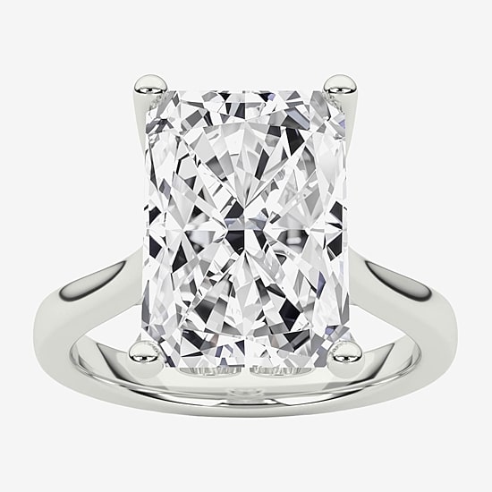 Grown Gorgeous (F / Vs2) Womens 4 1/2 CT. T.W. Lab Grown White Diamond Platinum Rectangular Solitaire Engagement Ring