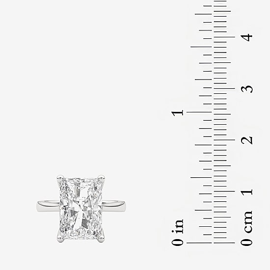 Grown Gorgeous (F / Vs2) Womens 4 1/2 CT. T.W. Lab Grown White Diamond Platinum Rectangular Solitaire Engagement Ring