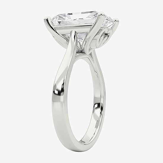 Grown Gorgeous (F / Vs2) Womens 4 1/2 CT. T.W. Lab Grown White Diamond Platinum Rectangular Solitaire Engagement Ring