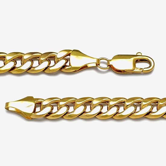 Mens 10K Gold 9 Inch Semisolid Curb Chain Bracelet