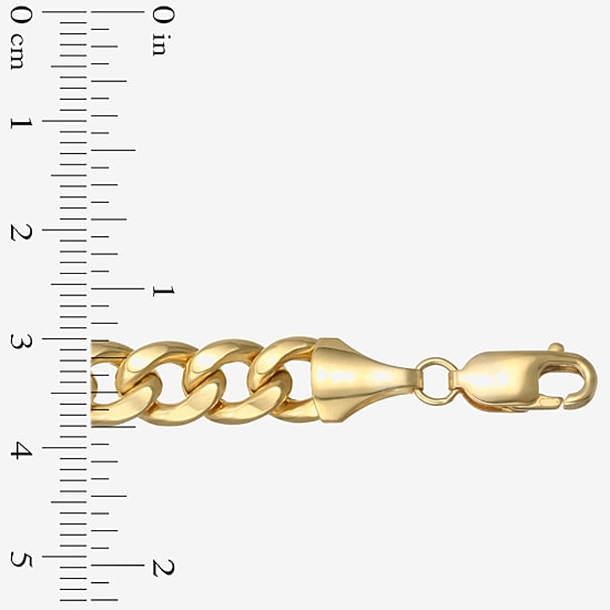 Mens 10K Gold 9 Inch Semisolid Curb Chain Bracelet