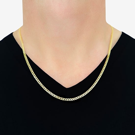 Made in Italy Womens 10K Gold 22 Inch Curb Chain Necklace
