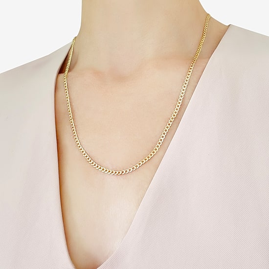 Made in Italy Womens 10K Gold 22 Inch Curb Chain Necklace