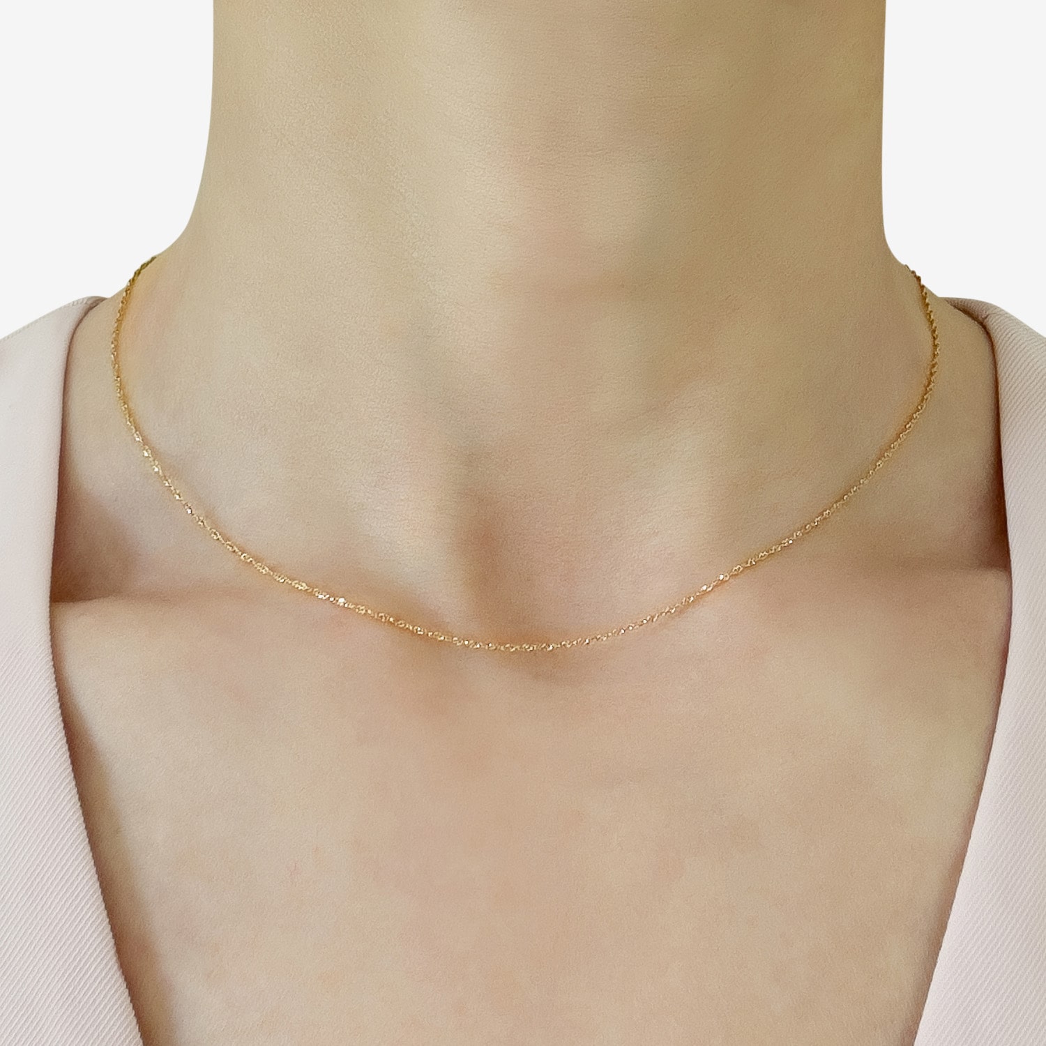 Made in Italy Womens 10K Gold 16 Inch Singapore Chain Necklace