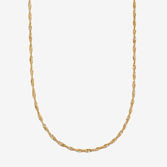 Made in Italy Womens 10K Gold 20 Inch Singapore Chain Necklace