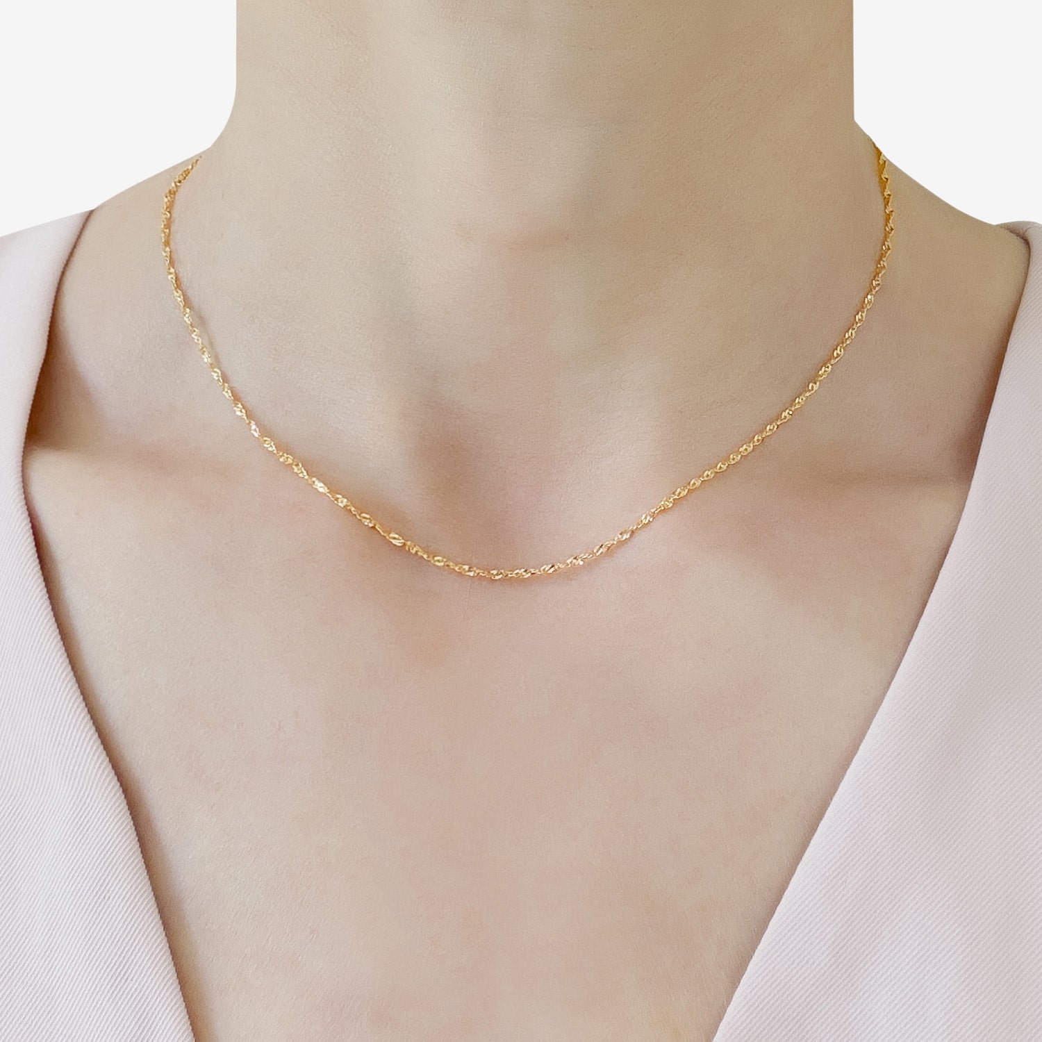 Made in Italy Womens 10K Gold 16 Inch Singapore Chain Necklace