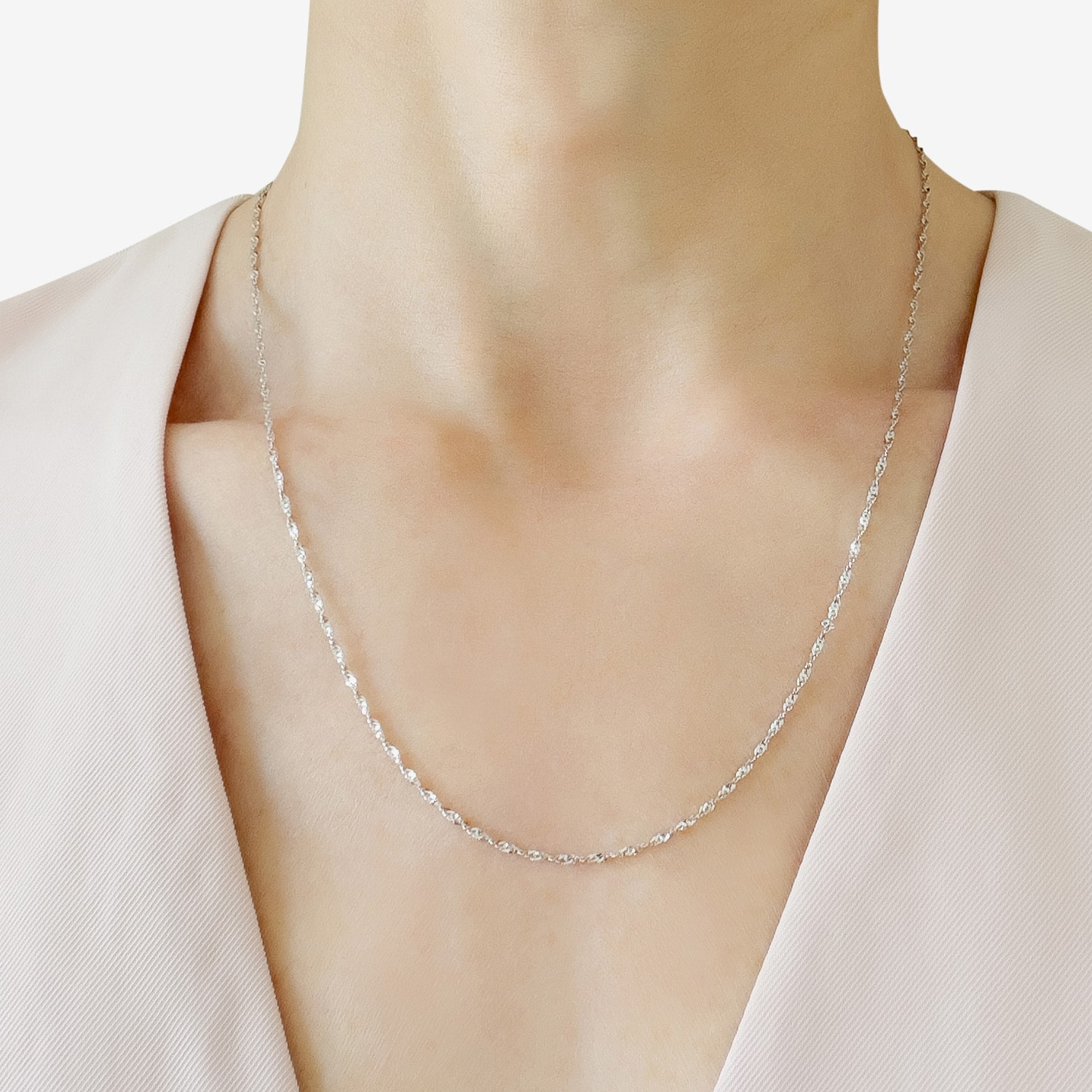 Made in Italy Womens 10K Gold Inch Singapore Chain Necklace