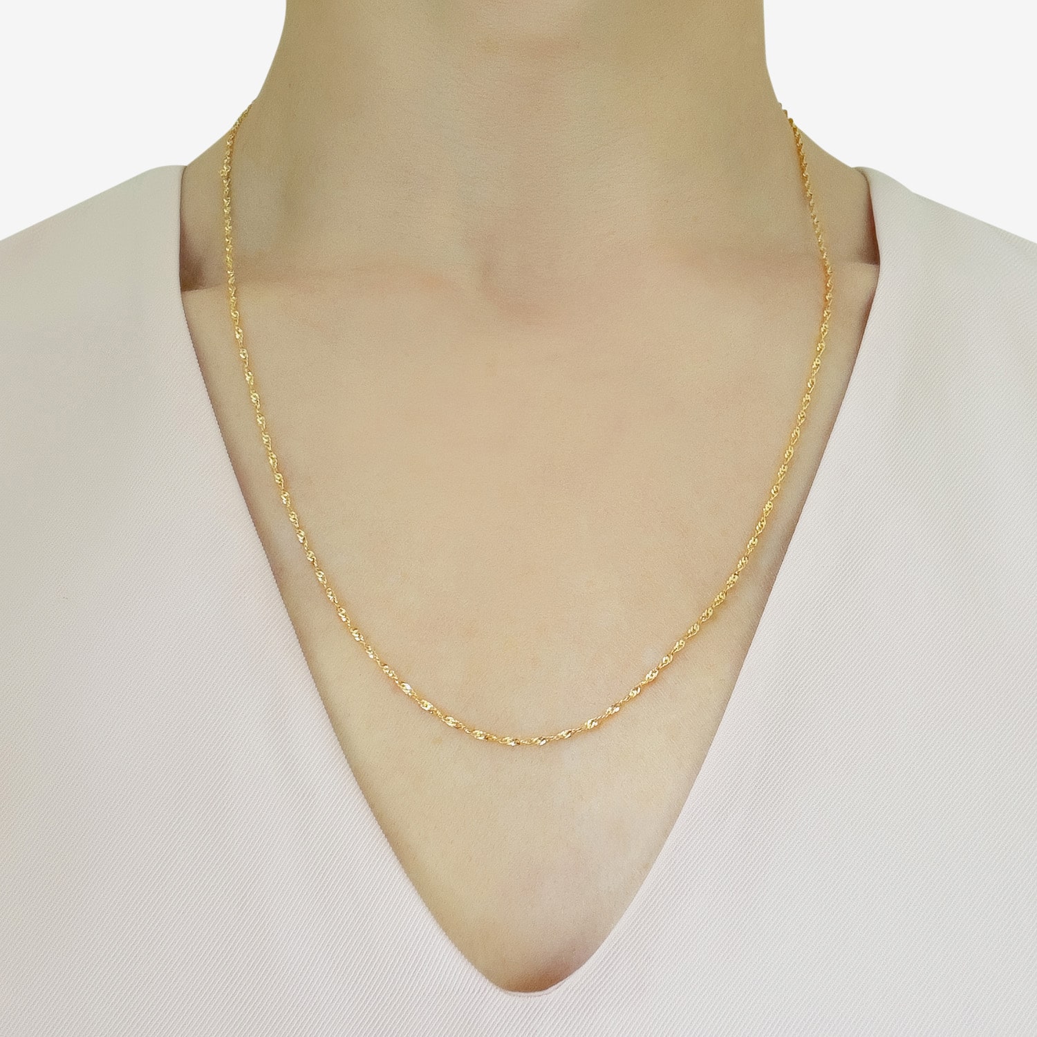 Made in Italy Womens 10K Gold Inch Singapore Chain Necklace