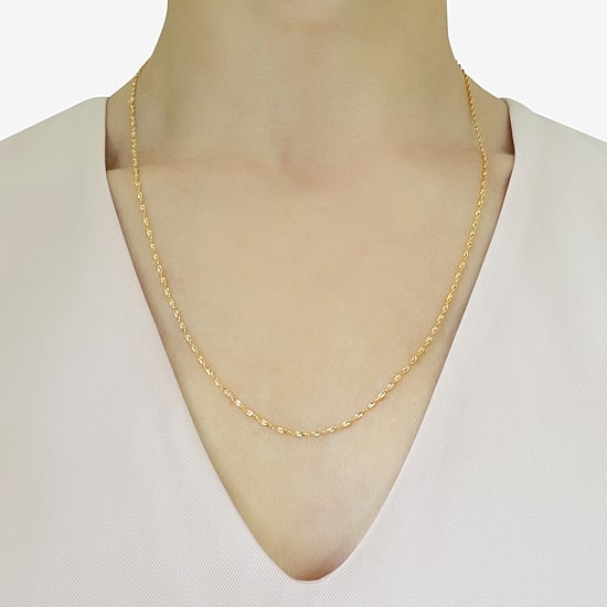 Made in Italy Womens 10K Gold 22 Inch Singapore Chain Necklace