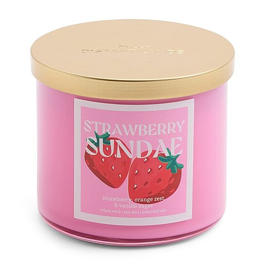 Distant Lands 14oz Strawberry Sundae 3-Wick Scented Jar Candle