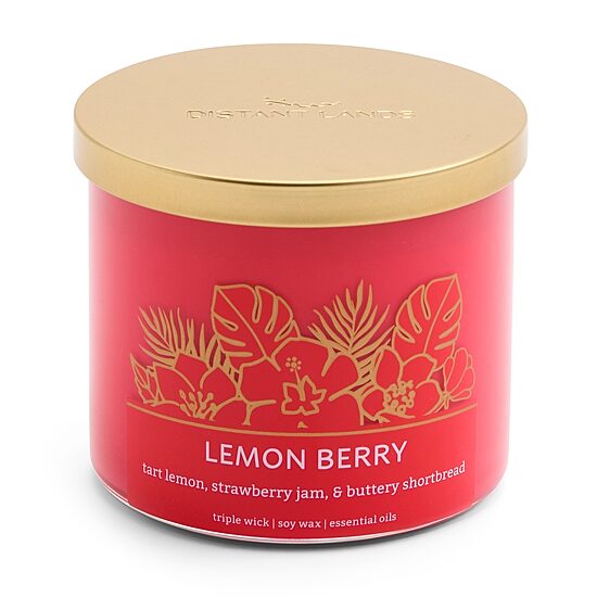 Distant Lands 14oz Lemon Berry 3-Wick Scented Jar Candle