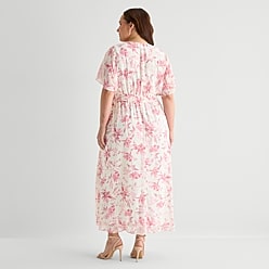 jcpenney pink floral dress It's a FLORIAL Day!! : Neck 3/4 Sleeve Raglan Floral Fit + Flare Dress  from @jcpenney Designer: Melonie T   #jcpenney #florial #fashion  #fashionista