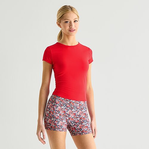 Arizona So Smooth Womens Juniors Round Neck Short Sleeve T-Shirt, 3x-large, Red