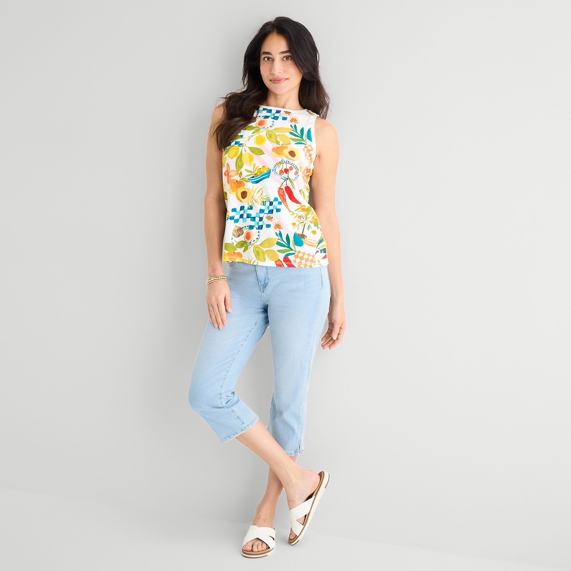 St. John's Bay Womens Crew Neck Sleeveless Tank Top