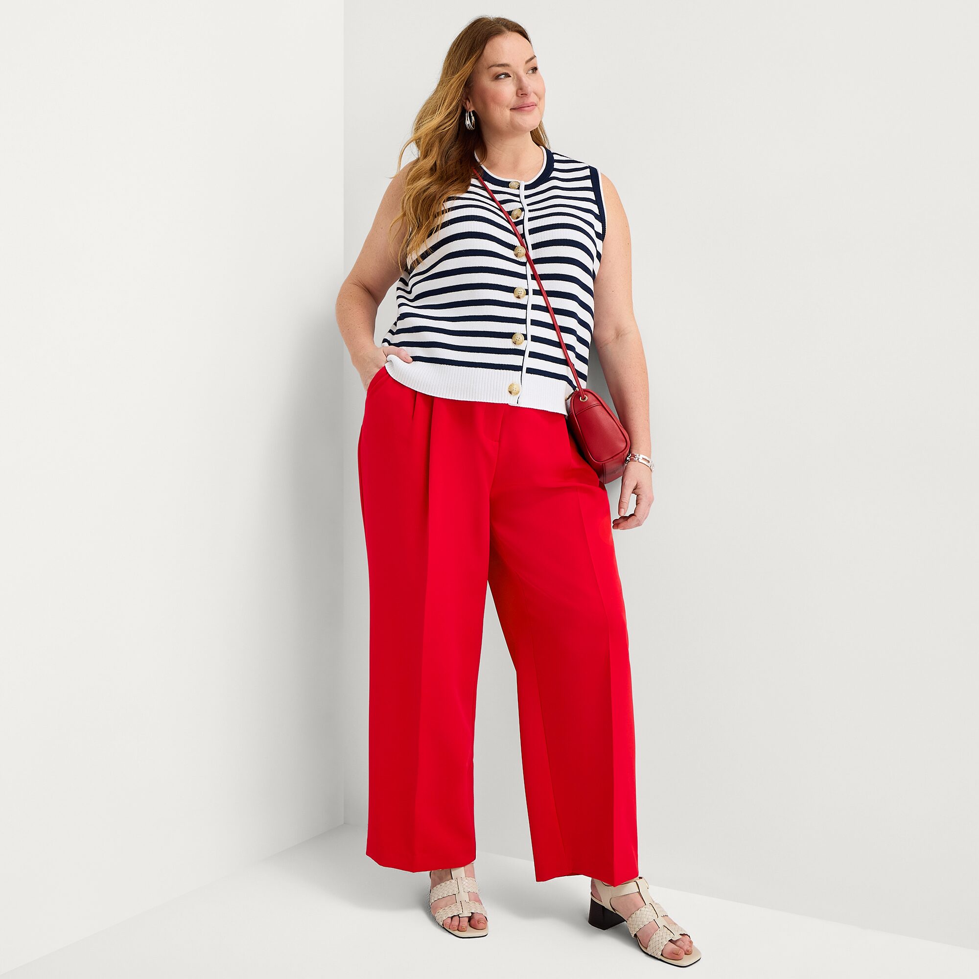 Liz Claiborne Charlotte Womens Plus Wide Leg Mid Rise Trouser