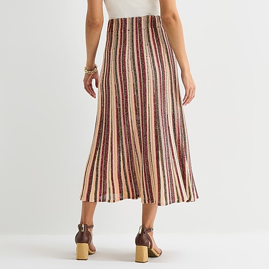 Liz Claiborne Lurex Metallic Womens Midi A-Line Skirt