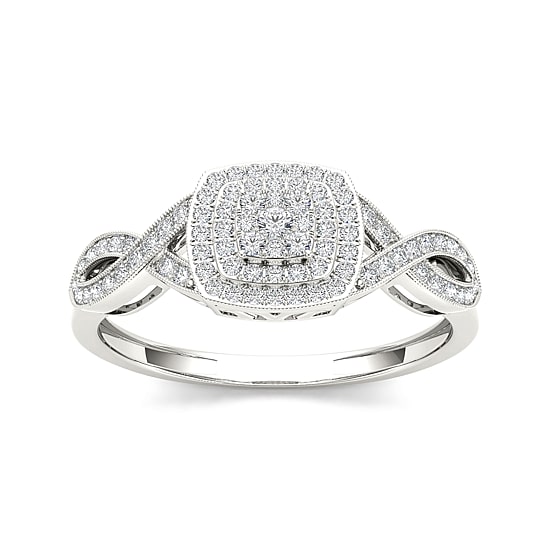 1/4 CT.T.W. Natural Diamond 10K White Gold Engagement Ring