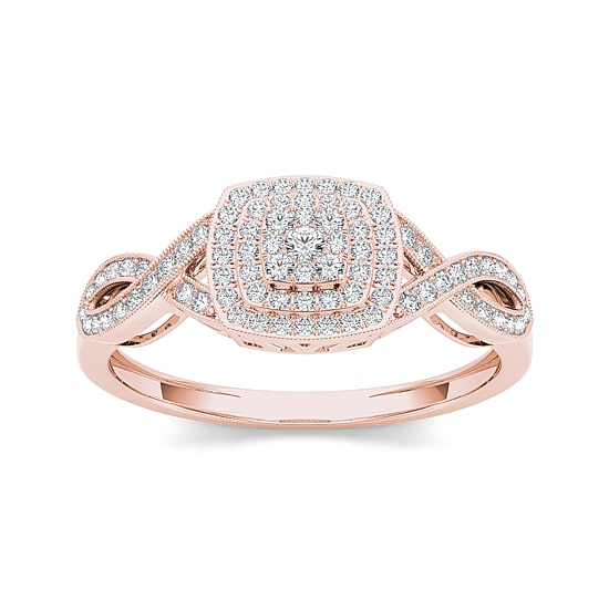 1/4 CT.T.W. Natural Diamond 10K Rose Gold Engagement Ring