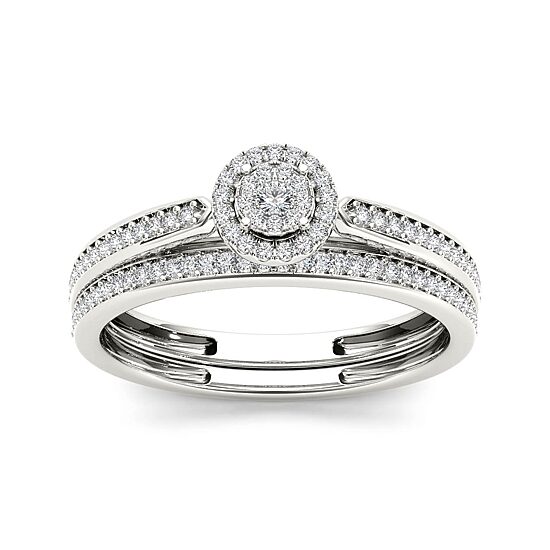 1/4 CT.T.W. Natural Diamond 10K White Gold Bridal Ring Set
