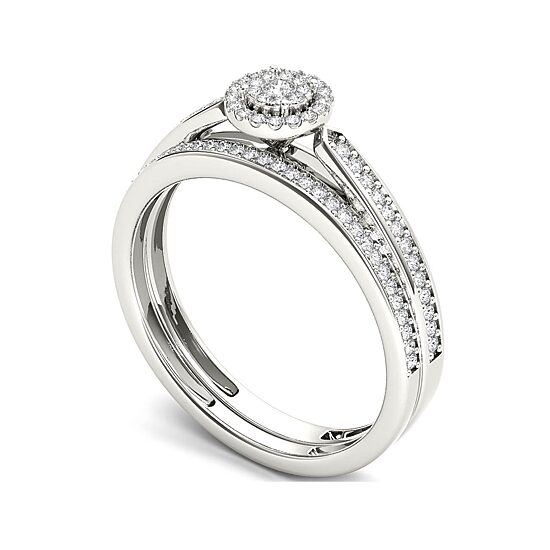 1/4 CT.T.W. Natural Diamond 10K White Gold Bridal Ring Set