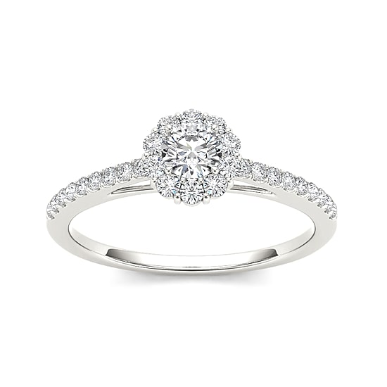 1/2 CT.T.W. Natural Diamond 10K White Gold Engagement Ring