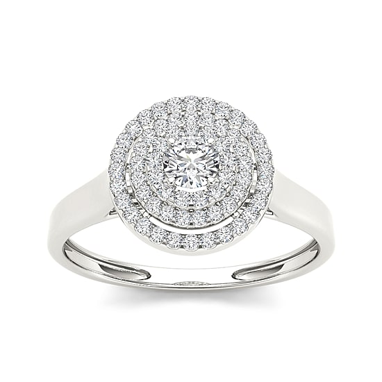 1/2 CT.T.W. Natural Diamond 10K White Gold Engagement Ring