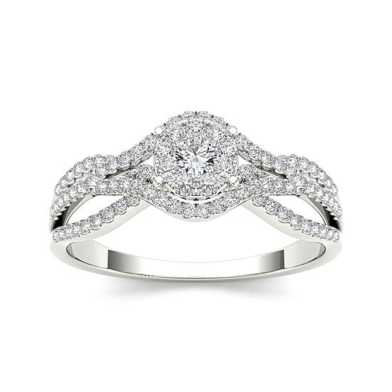 1/2 CT.T.W. Natural Diamond 10K White Gold Engagement Ring