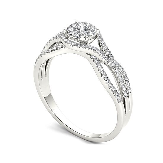 1/2 CT.T.W. Natural Diamond 10K White Gold Engagement Ring