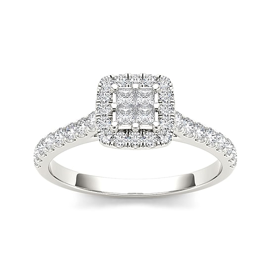 1/2 CT.T.W. Natural Diamond 10K White Gold Engagement Ring