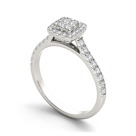 1/2 CT.T.W. Natural Diamond 10K White Gold Engagement Ring