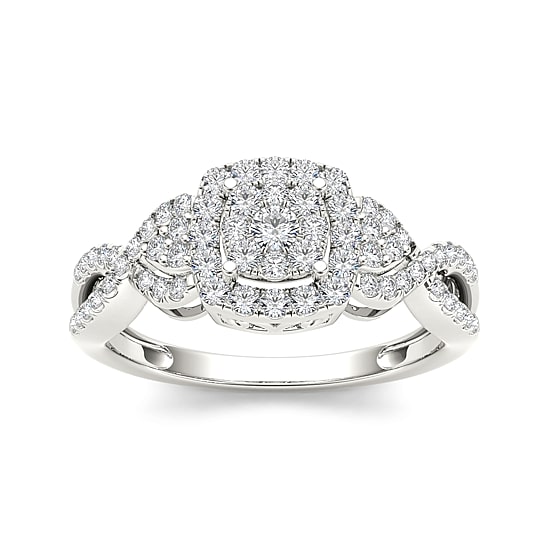 1/2 CT.T.W. Natural Diamond 10K White Gold Engagement Ring