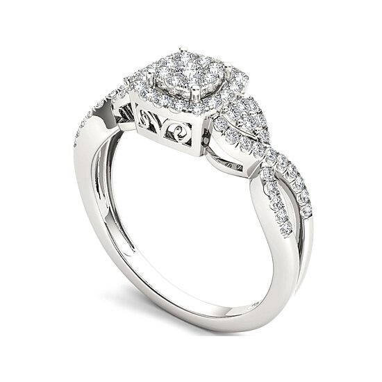 1/2 CT.T.W. Natural Diamond 10K White Gold Engagement Ring
