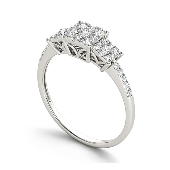 1/2 CT.T.W. Natural Diamond 10K White Gold Engagement Ring