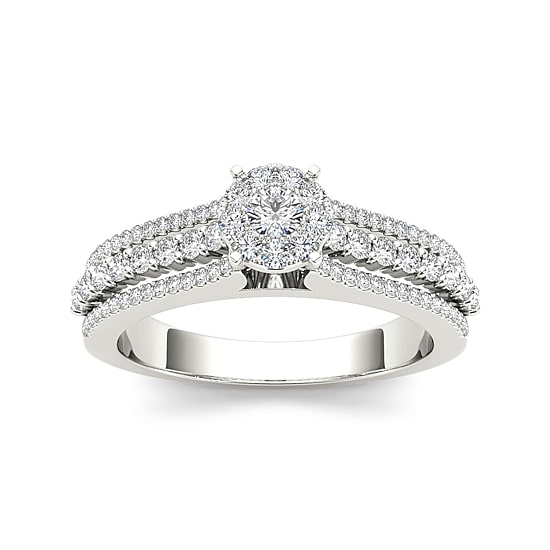 1/2 CT.T.W. Natural Diamond 10K White Gold Engagement Ring