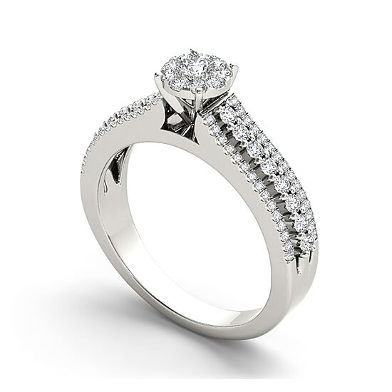 1/2 CT.T.W. Natural Diamond 10K White Gold Engagement Ring
