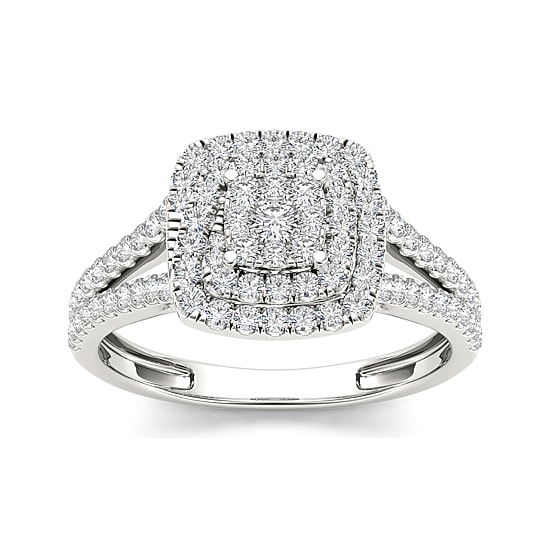 1/2 CT.T.W. Natural Diamond 10K White Gold Engagement Ring