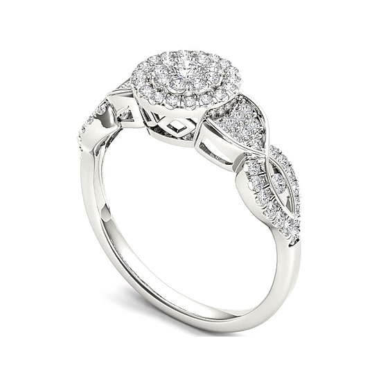 1/2 CT.T.W. Natural Diamond Cluster 10K White Gold Engagement Ring