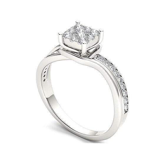 1/2 CT.T.W. Natural Diamond 10K White Gold Engagement Ring
