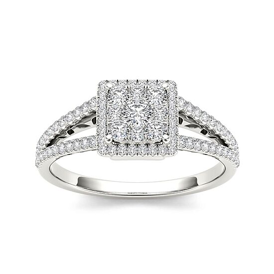 1/2 CT.T.W. Natural Diamond 10K White Gold Engagement Ring