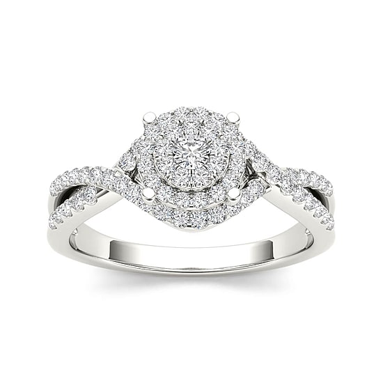 1/2 CT.T.W. Natural Diamond 10K White Gold Engagement Ring