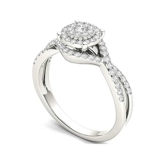 1/2 CT.T.W. Natural Diamond 10K White Gold Engagement Ring