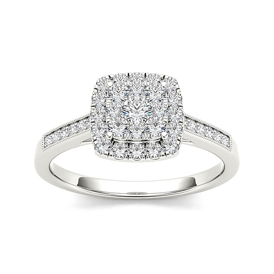 1/2 CT.T.W. Natural Diamond 10K White Gold Engagement Ring