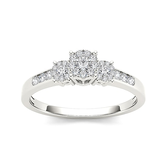 1/3 CT.T.W. Natural Diamond 10K White Gold Engagement Ring