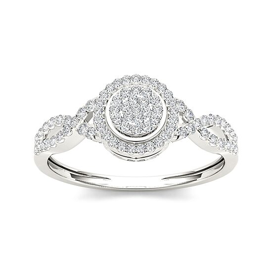1/3 CT.T.W. Natural Diamond 10K White Gold Engagement Ring