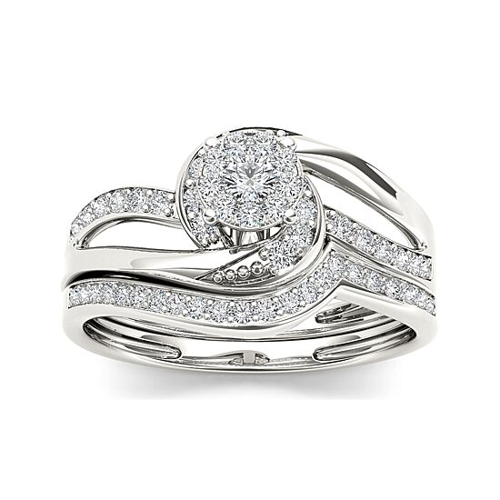 1/3 CT.T.W. Natural Diamond 10K White Gold Bridal Set