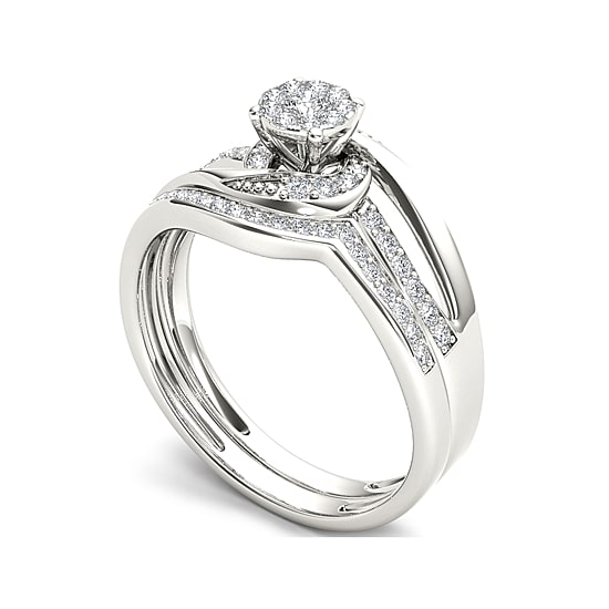 1/3 CT.T.W. Natural Diamond 10K White Gold Bridal Set